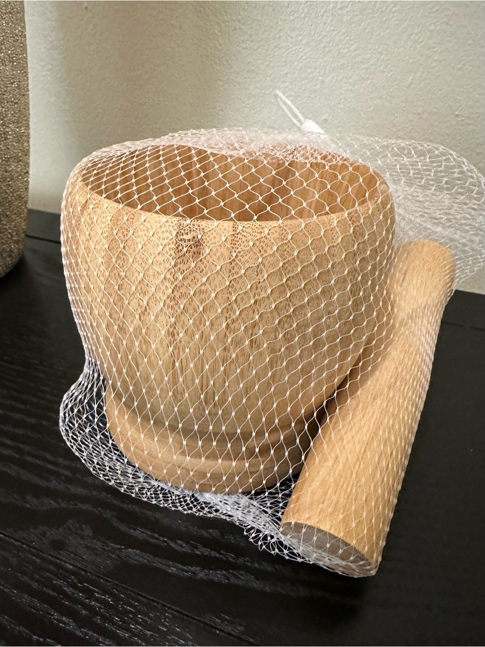 Natural Wood Mortar and Pestle - (Color: Light Wood)